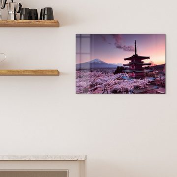 DEQORI Magnettafel 'Kirschblüten Tempel Japan', Whiteboard Pinnwand beschreibbar