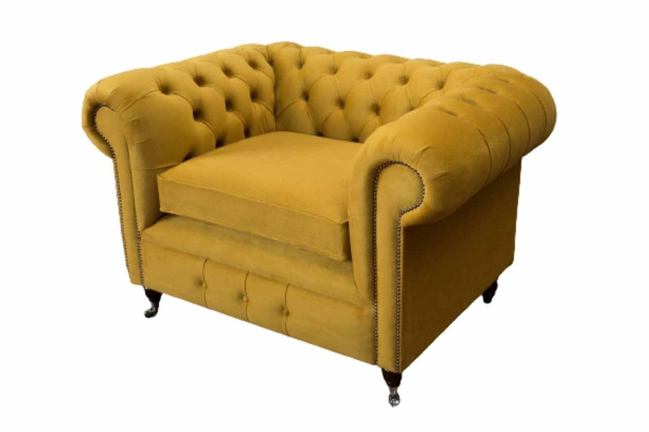 JVmoebel Sessel Sessel Design Relax Textil Lounge Luxus Gelb Polster Sitzer, Made In Europe