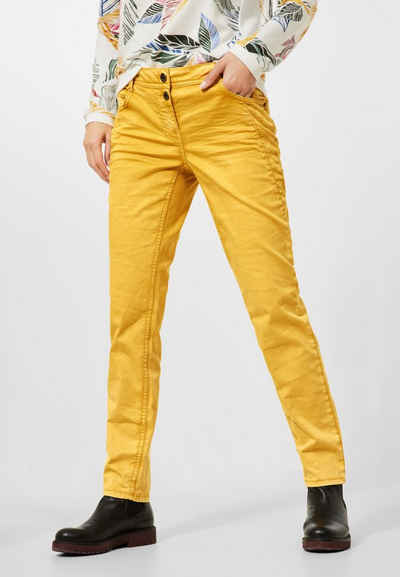 Cecil Stoffhose Cecil Loose Fit Damenhose in Curry Yellow (1-tlg) Taschen