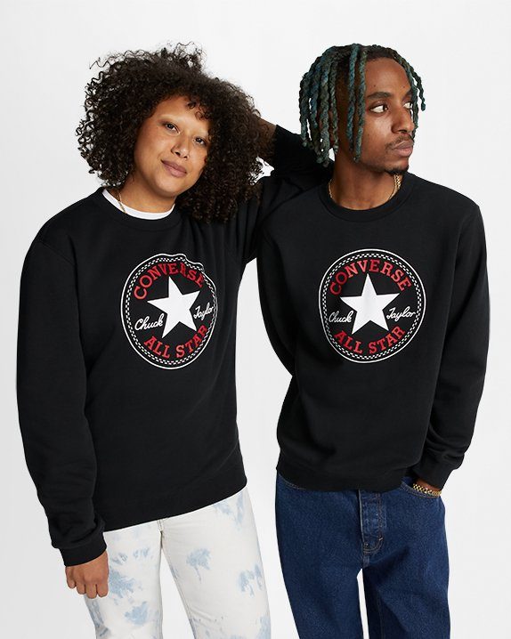 Converse Sweatshirt UNISEX ALL STAR PATCH black1 BACK BRUSHED