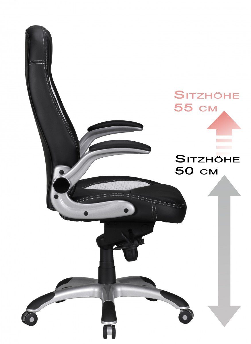 Drehbar, Bürostuhl Armlehne Chair Design), Weiß, Racing Schreibtischstuhl Amstyle Gaming / (Kunstleder Drehstuhl Schwarz mit SPM1.239