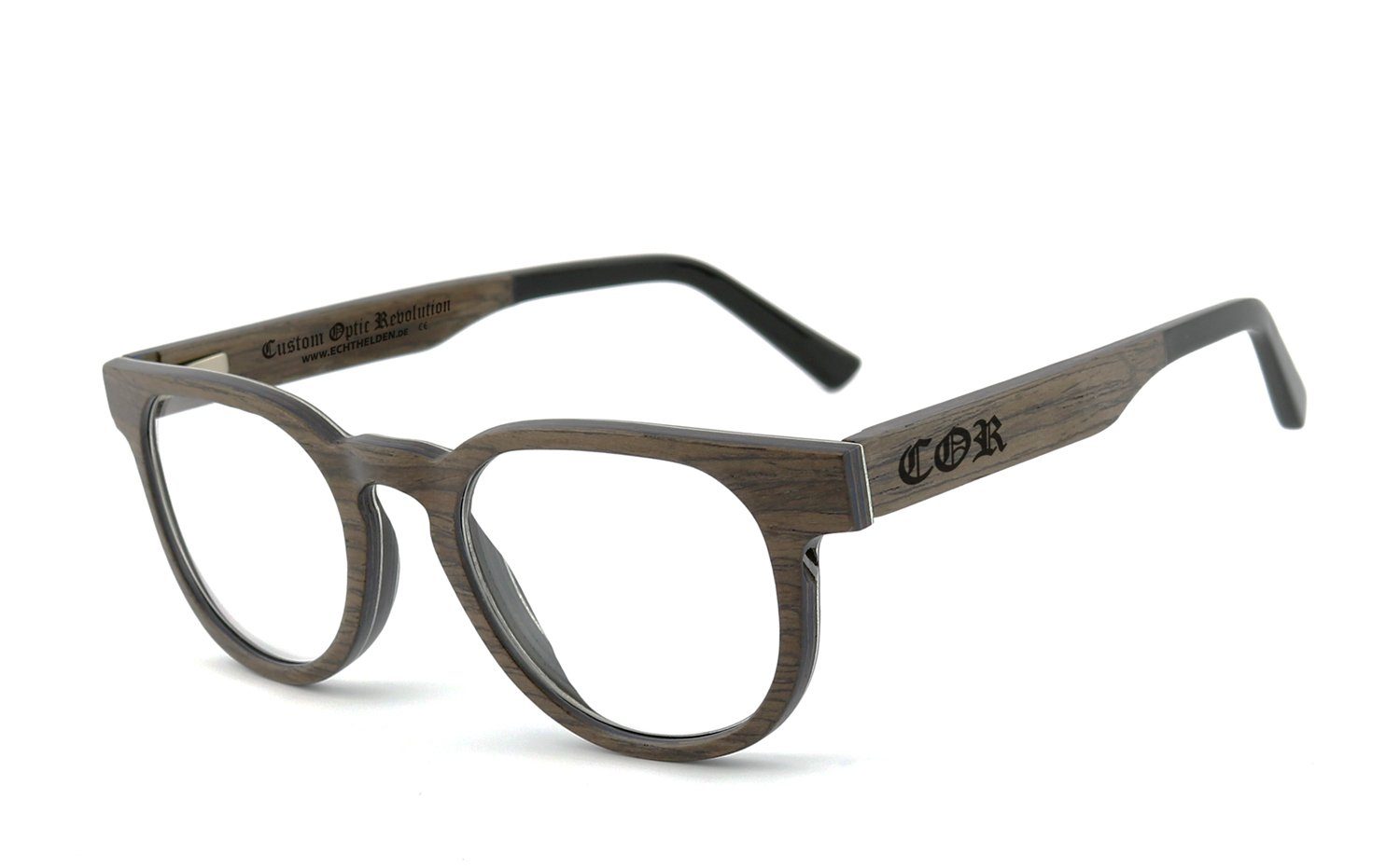 COR Brille COR005 Holzbrille, Bügel mit Flex-Scharnieren
