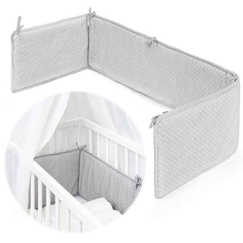 Fillikid Nestchenschlange Punkte - Grau, Baby Nestchen Nest für Beistellbett & Babybett 90x40 cm Bettumrandung