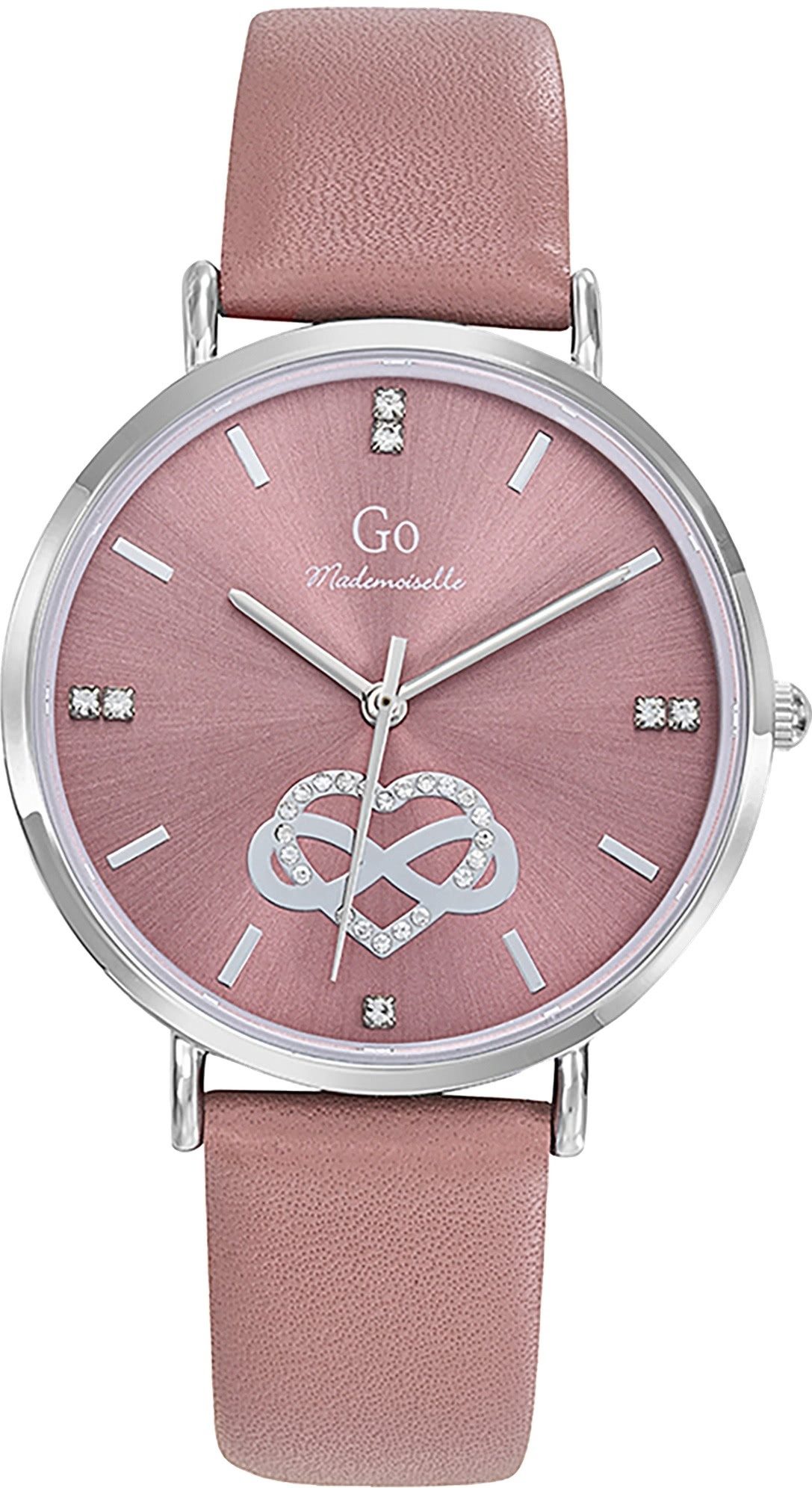 Girl Only Quarzuhr Girl Only GO Damen Armbanduhr, (Analoguhr), Damenuhr GO rosa, mittel (ca. 36mm) Lederarmband, Fashion-Style