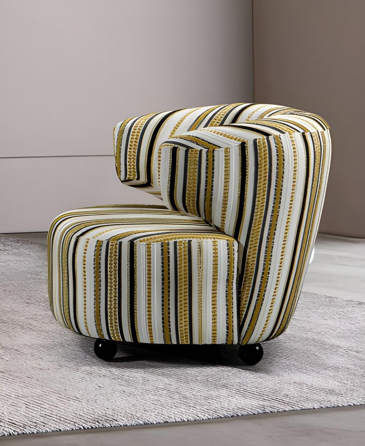Xlmoebel Loungesessel XLMOEBEL Lesesessel mit Nadelstreifen in Beige, komfortabel (1-St., Lesesessel Nadelstreifen Beige), Made in Europa