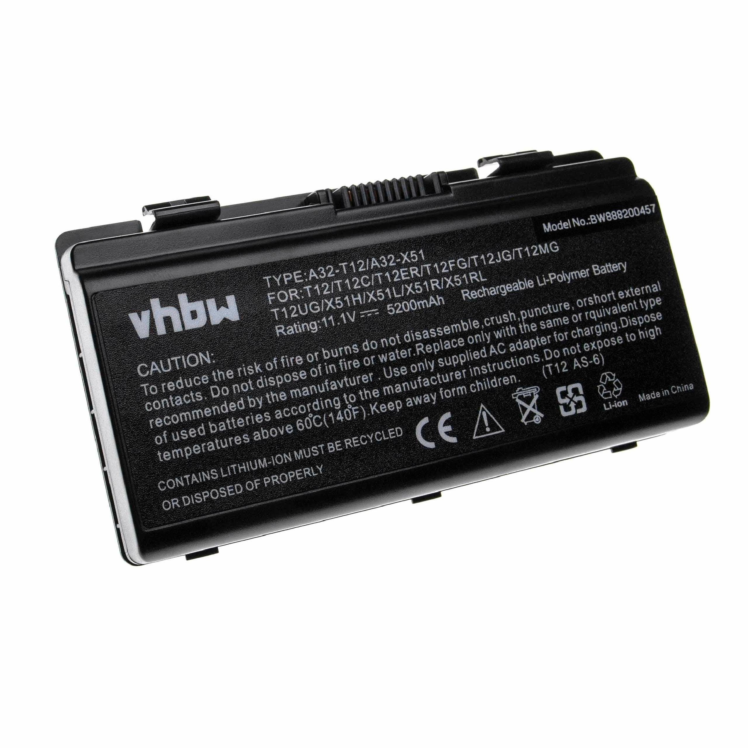 vhbw passend für Asus X51RL, T12Jg, T12C, X51L, T12Ug, T12Fg, T12, X51H, Laptop-Akku 5200 mAh