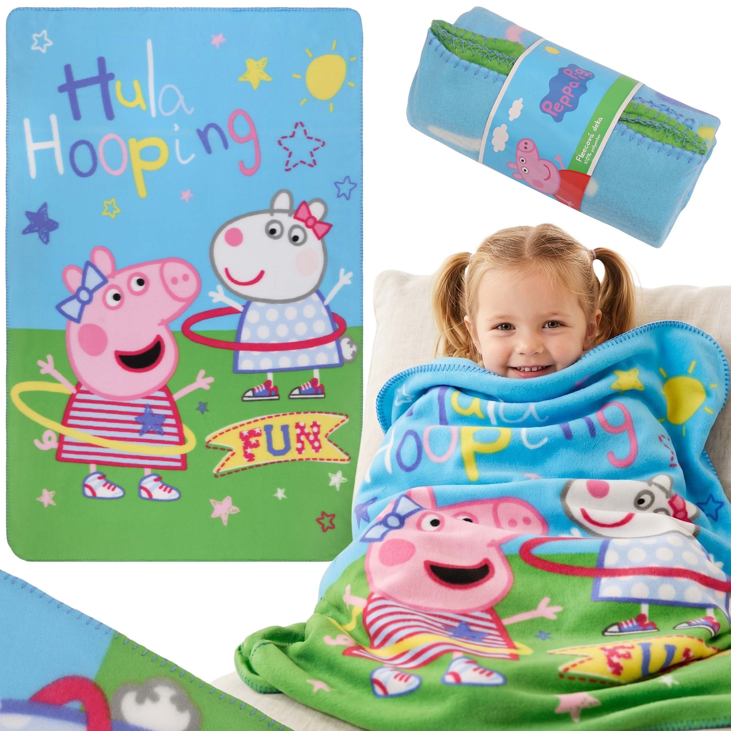 Kinderbettdecke Peppa Wutz weiche Fleecedecke für Kinderbetten, 100x150 cm