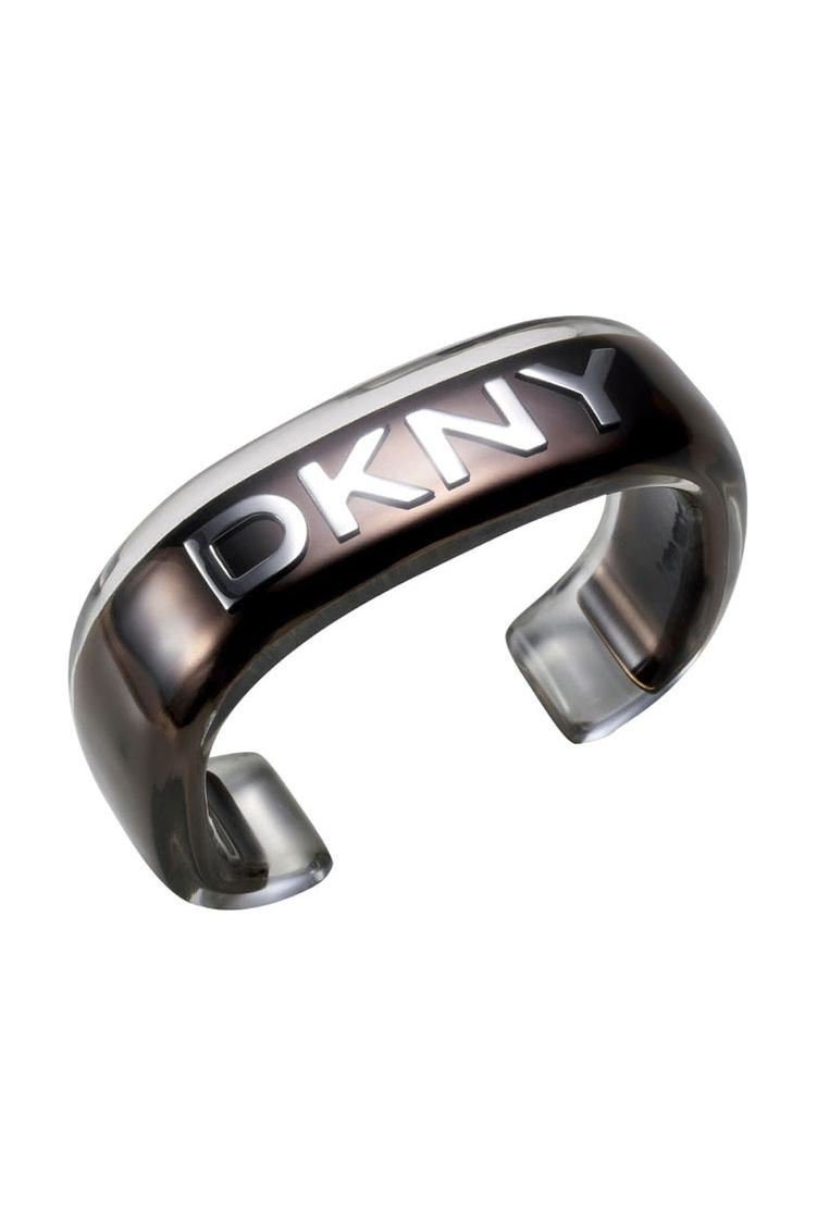 DKNY Armspange Damen, aus Edelstahl, mit Kunststoff ummantelt, Braun