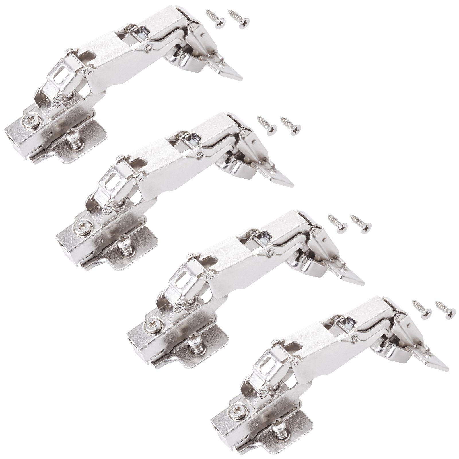 SO-TECH® Möbelbeschlag Weitwinkelscharniere T52 Weitwinkel-Topfband mit Soft-Close (4 St), Innenanschlag 165° Topfscharnier inkl. Montageplatte