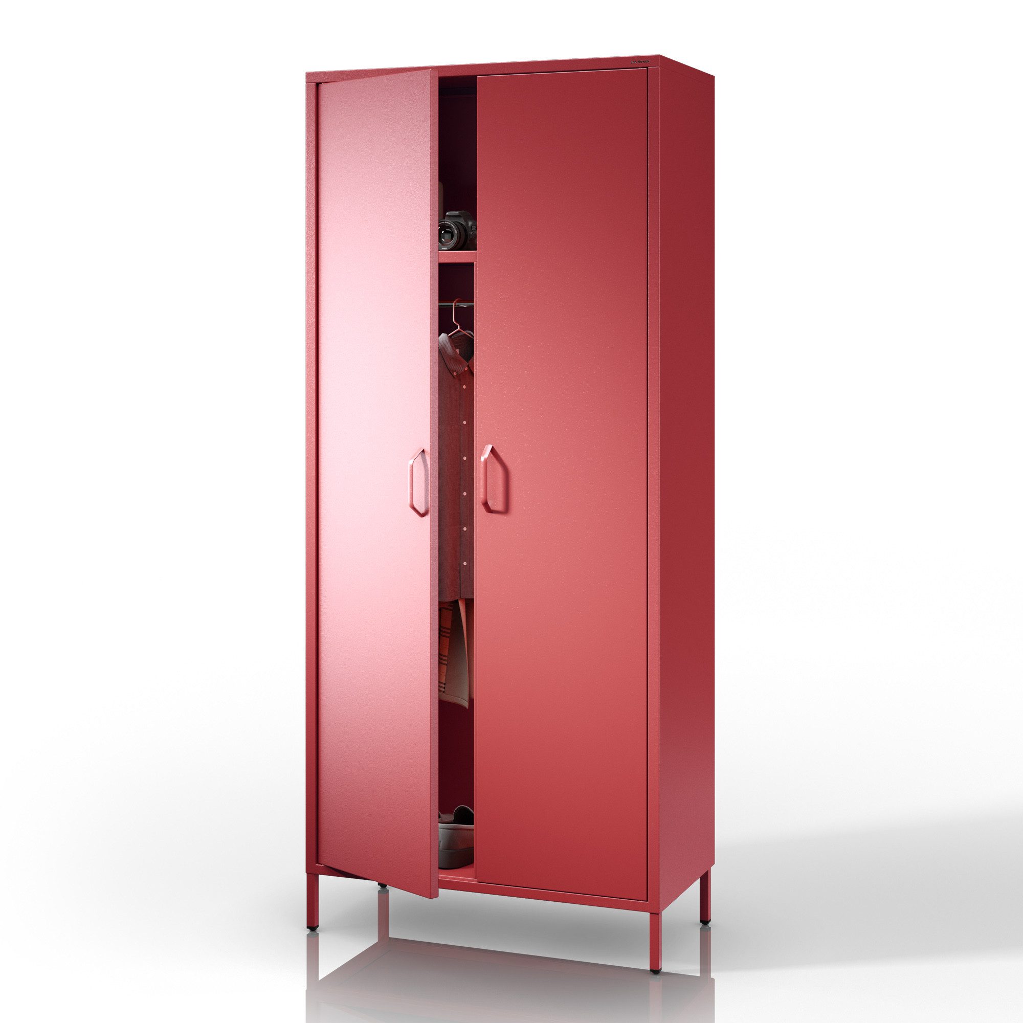 Jan Nowak Kleiderschrank FLAVIO Kleiderschrank Metall Stahl 80x185x45cm 3 Zonen Sparkling (Stahl 0,6mm, 40kg pro Zone, Magnete Silikonpads, Wandmontage) Brilliance Beine regulierbar Wohnzimmer Schlafzimmer