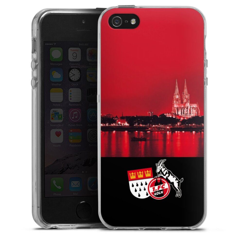 DeinDesign Handyhülle Skyline 1. FC Köln Offizielles Lizenzprodukt Skyline Köln Rot, Apple iPhone 5 Silikon Hülle Bumper Case Handy Schutzhülle