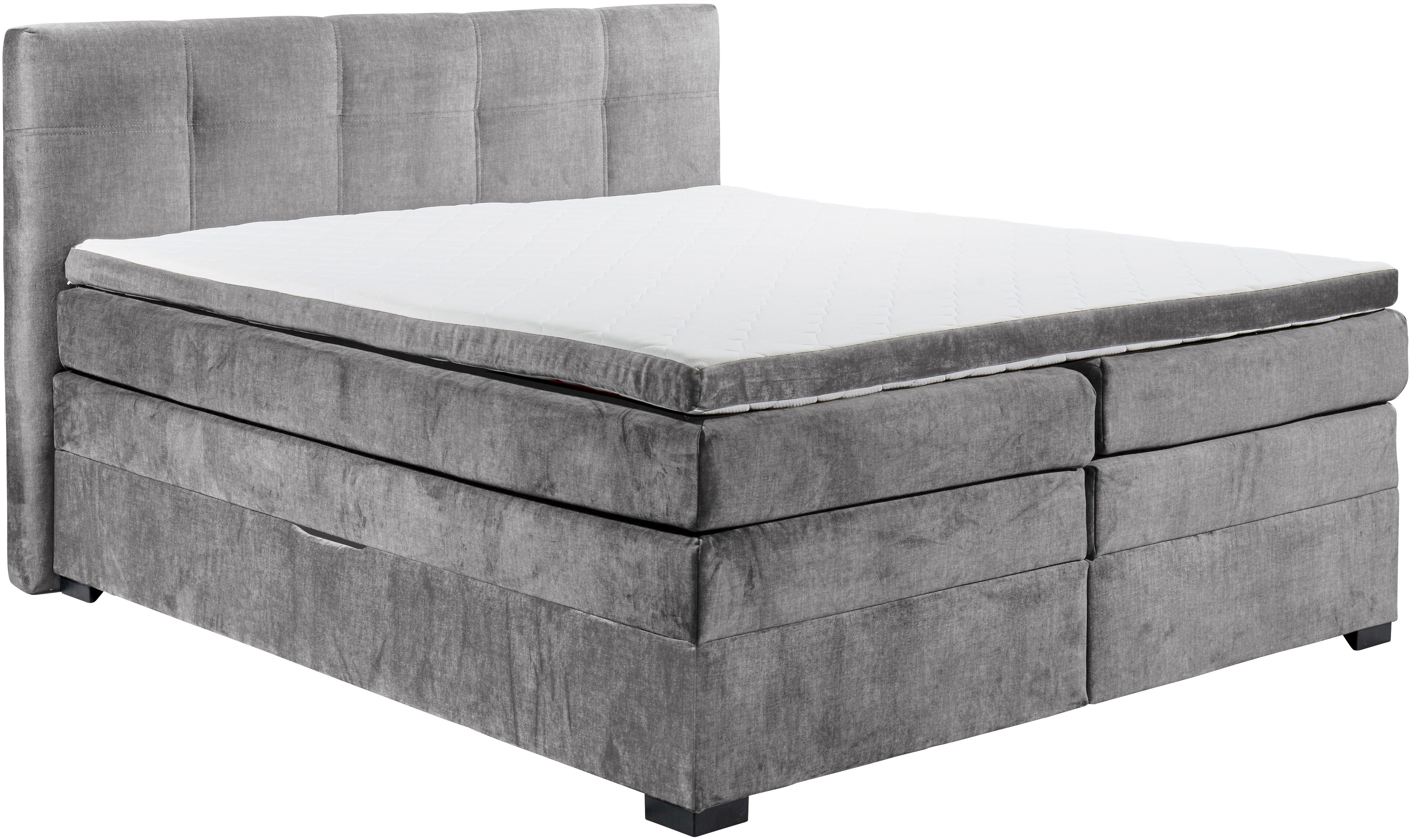 ED EXCITING DESIGN Boxspringbett Fanes mit Komforteinstiegshöhe von 73cm, erhältlich in 180x200cm, inkl. Bettkasten und 7cm Visco-Topper