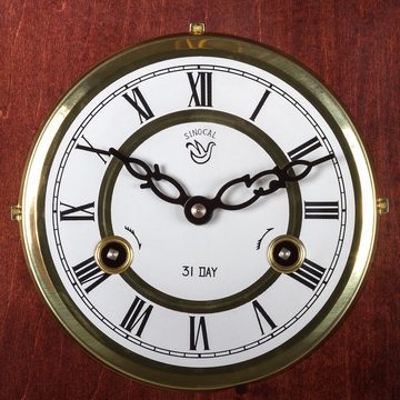 MAXSTORE Pendelwanduhr Mechanische Retro Vintage Uhr Regulator Pendeluhr (Prometheus, Mahagoni, 63 x 30 x 14 cm)