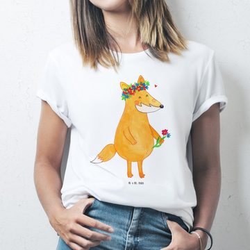 Mr. & Mrs. Panda T-Shirt Fuchs Blumenliebe - Weiß - Geschenk, Selbstliebe, Blumenkranz, Jungge (1-tlg)