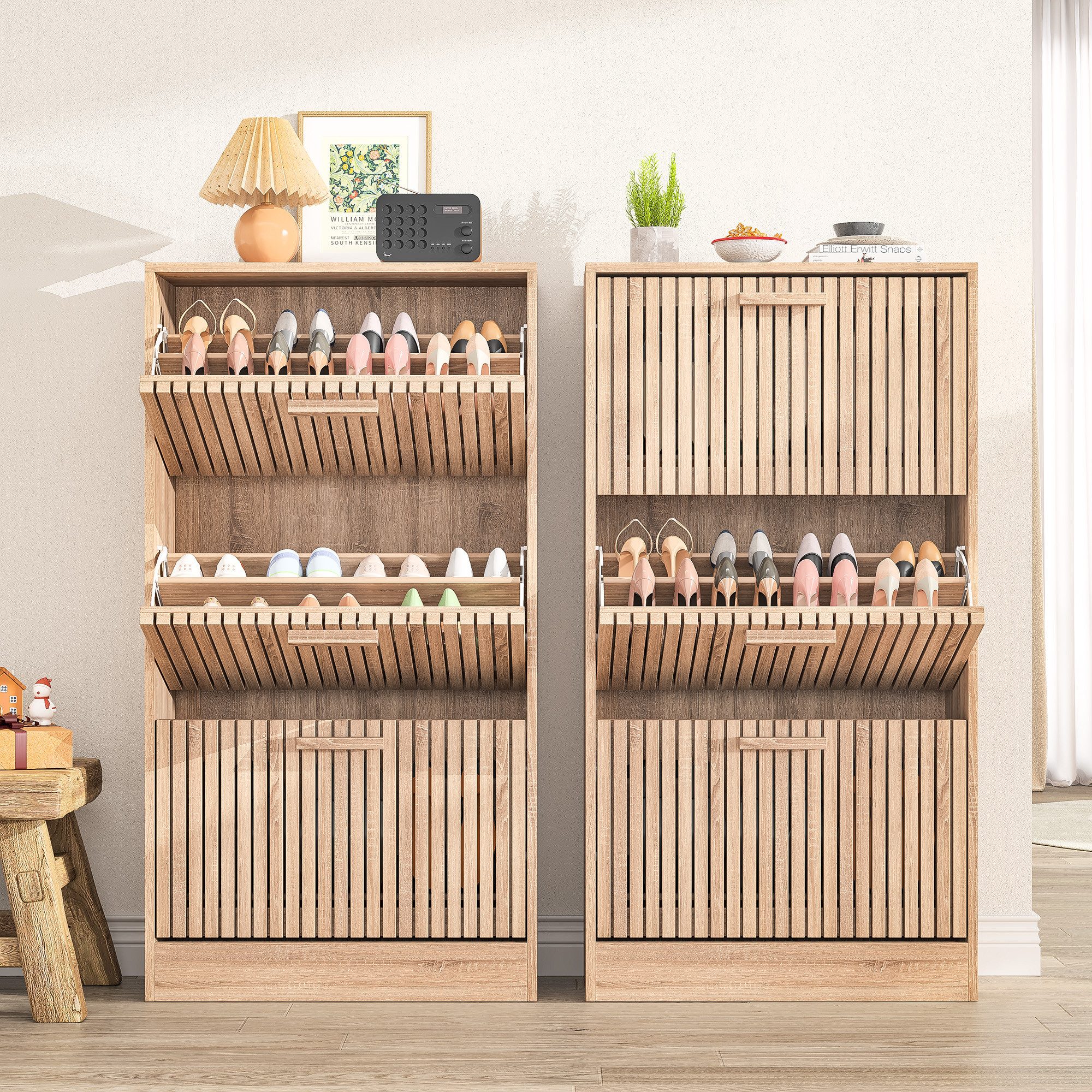 PXloue Schuhschrank mit 2 Klappen Schuhregal günstig online kaufen