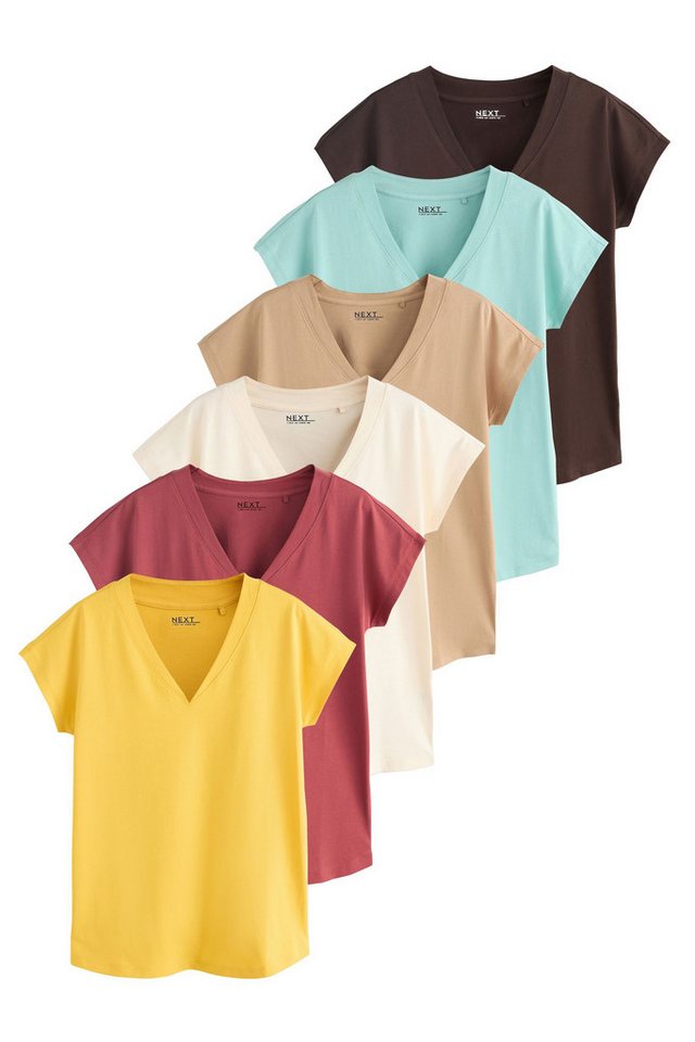 Next V-Shirt T-Shirts mit Flügelärmeln 100 % Baumwolle, 5 Stk. (5-tlg)