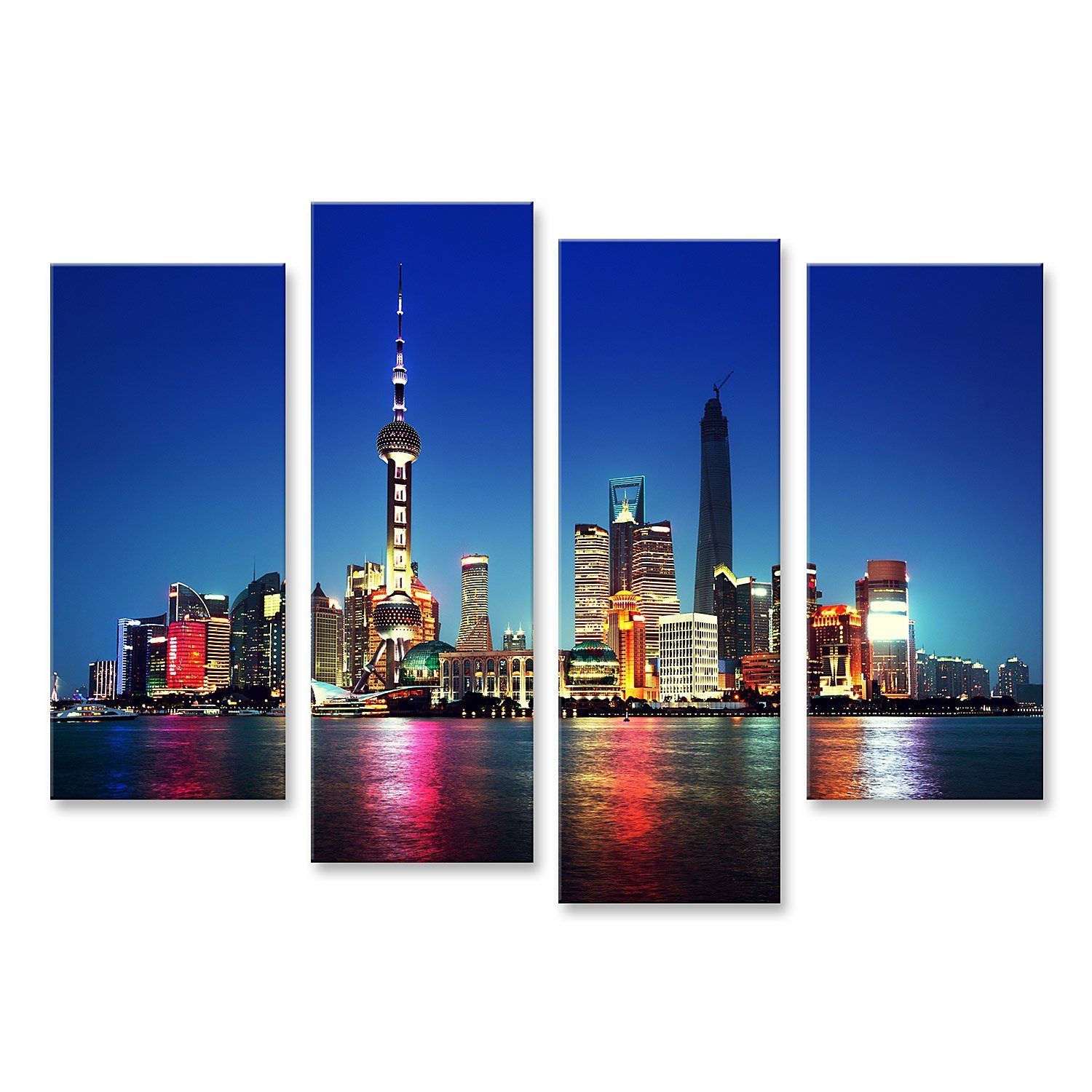 islandburner Leinwandbild Bild auf Leinwand Shanghai Nacht Neon China Wandbild Leinwandbild Wand