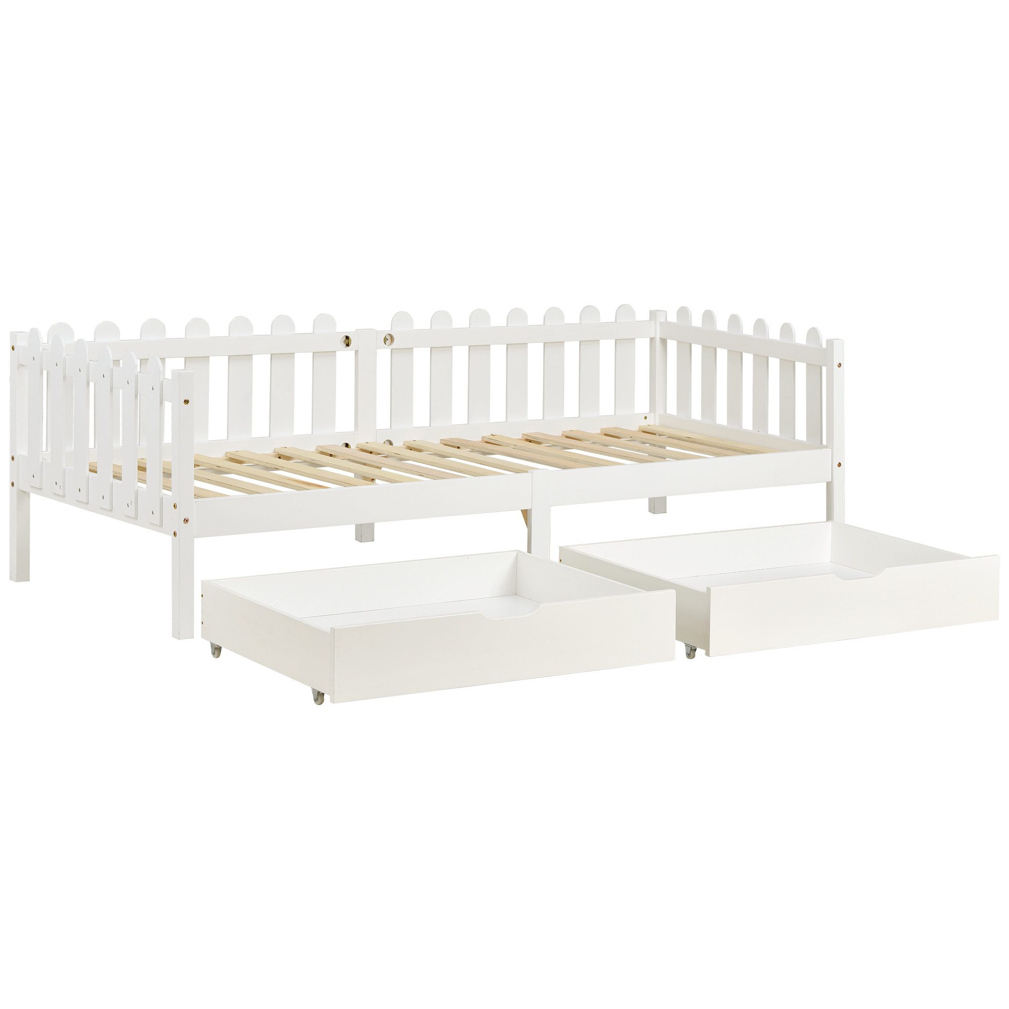 i@home Bettschubkasten Zwei Schubladen, Stauraum unter dem Bett, weiß, Geeignet für verschiedene Bett, nur Schubladen, 93x67x20cm