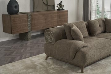 JVmoebel Wohnzimmer-Set Braune Wohnzimmer Polstergarnitur Stilvoller Dreisitzer Textil Sessel, (2-St., 3-Sitzer Sofa/Sessel), Made in Europa