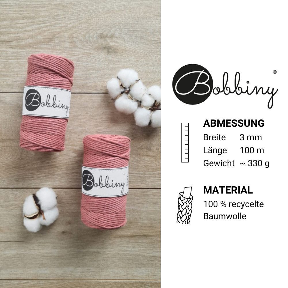 Bobbiny Bobbiny 3 mm Makramee Garn Regular 100 m Häkelwolle, 100 m (3 mm Baumwoll-Kordel), 320 g