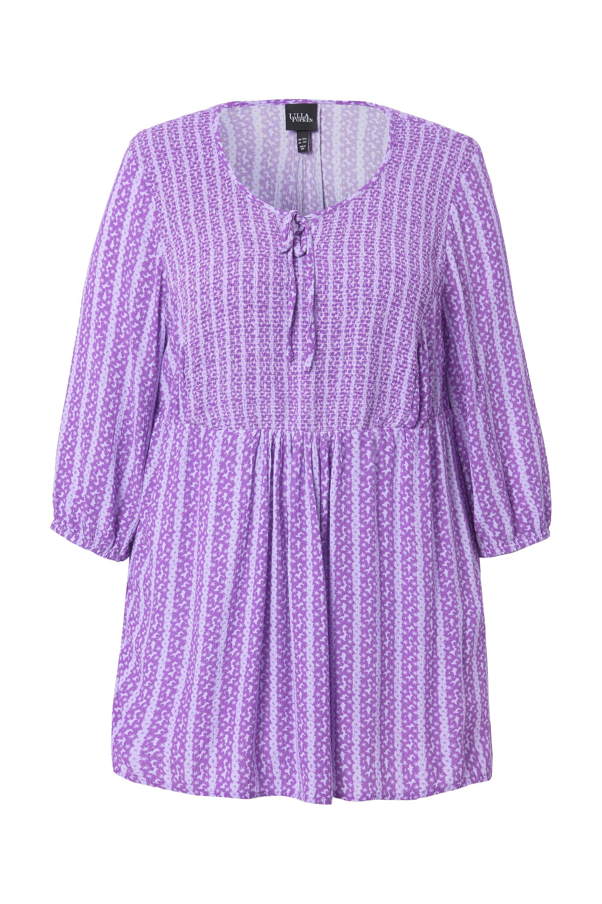 Ulla Popken Tunika Smok-Tunika Blüten A-Linie Rundhals 3/4-Arm günstig online kaufen