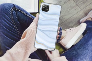 MuchoWow Handyhülle Marmor - Welle - Blau - Muster - Marmoroptik - Pastell, Phone Case, Handyhülle Xiaomi Mi 11 Lite, Silikon, Schutzhülle