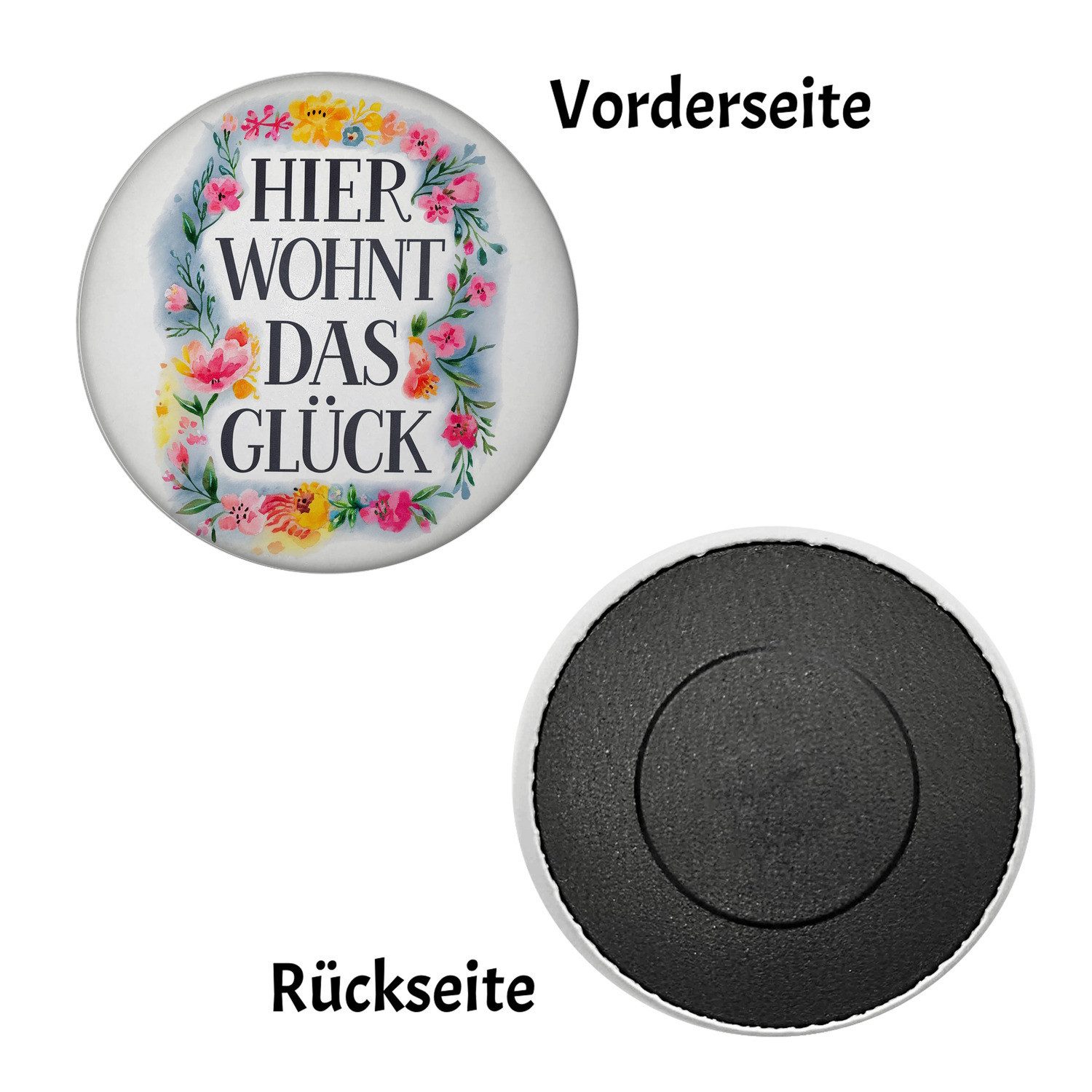 Thumbnail - speecheese Magnet Hier wohnt Glück Magnet Blumenkranz