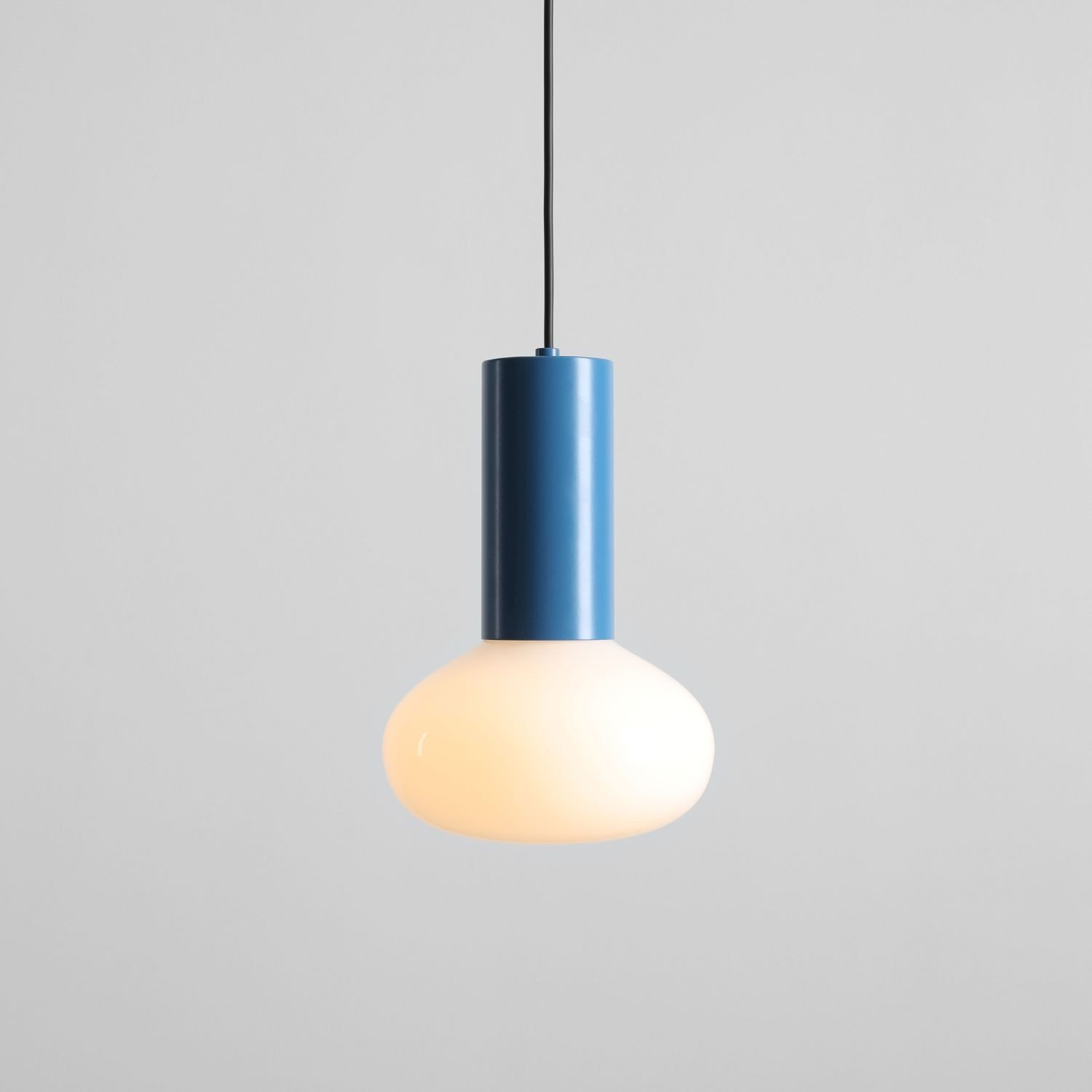 Licht-Erlebnisse Pendelleuchte ERAL, Metall Glas E14 rund Ø 19 cm H: max. 250 cm Blau Weiß Modern