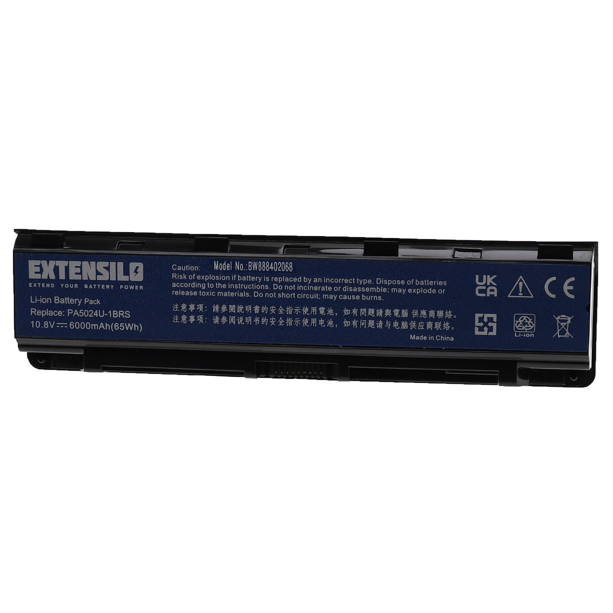 Extensilo kompatibel mit Toshiba Satellite S855, S855D, S870, S870D, S875, S875D Laptop-Akku Li-Ion 6000 mAh (10,8 V)