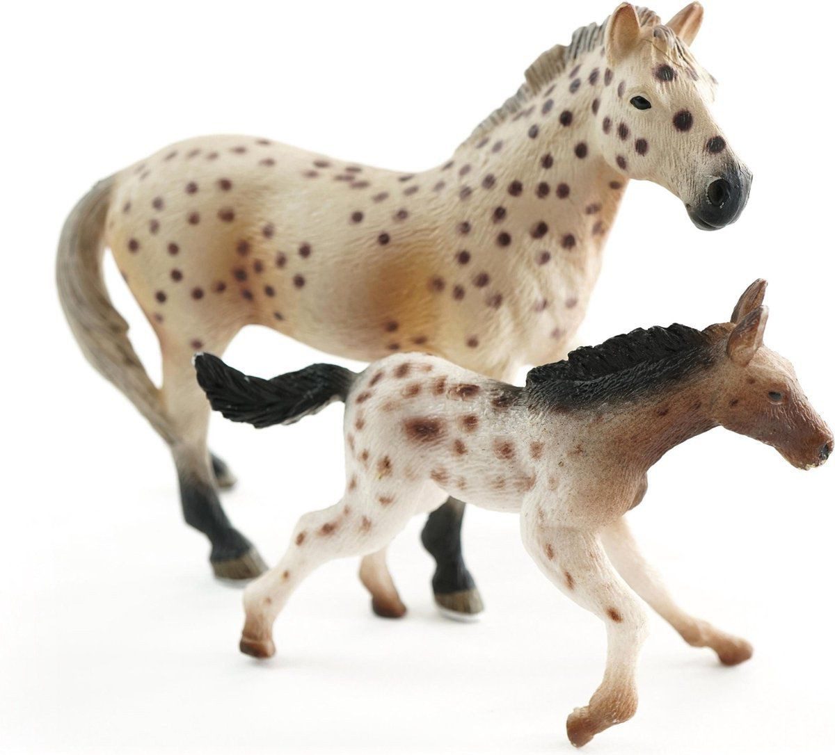 JOLLY Tierfigur Knapstrupper Pferd mit Fohlen und Zaun Realistisches Spielset