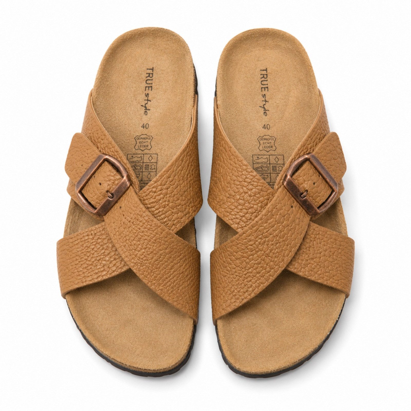 Kaiser24 Damen Pantolette Echt Leder Sandalen braun Pantolette