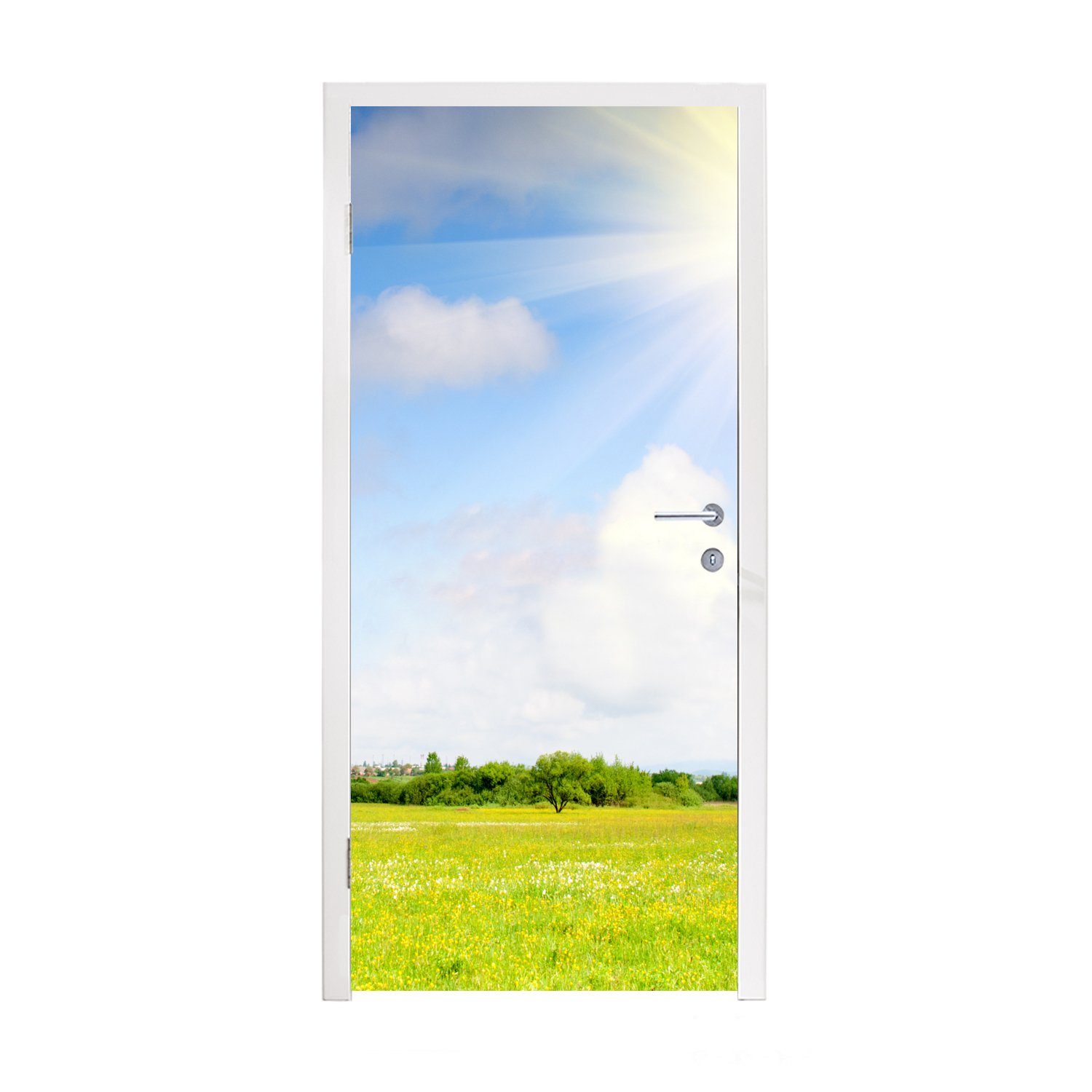 MuchoWow Türtapete Sommer - Sonne - Feld, Matt, bedruckt, (1 St), Fototapete für Tür, Türaufkleber, 75x205 cm