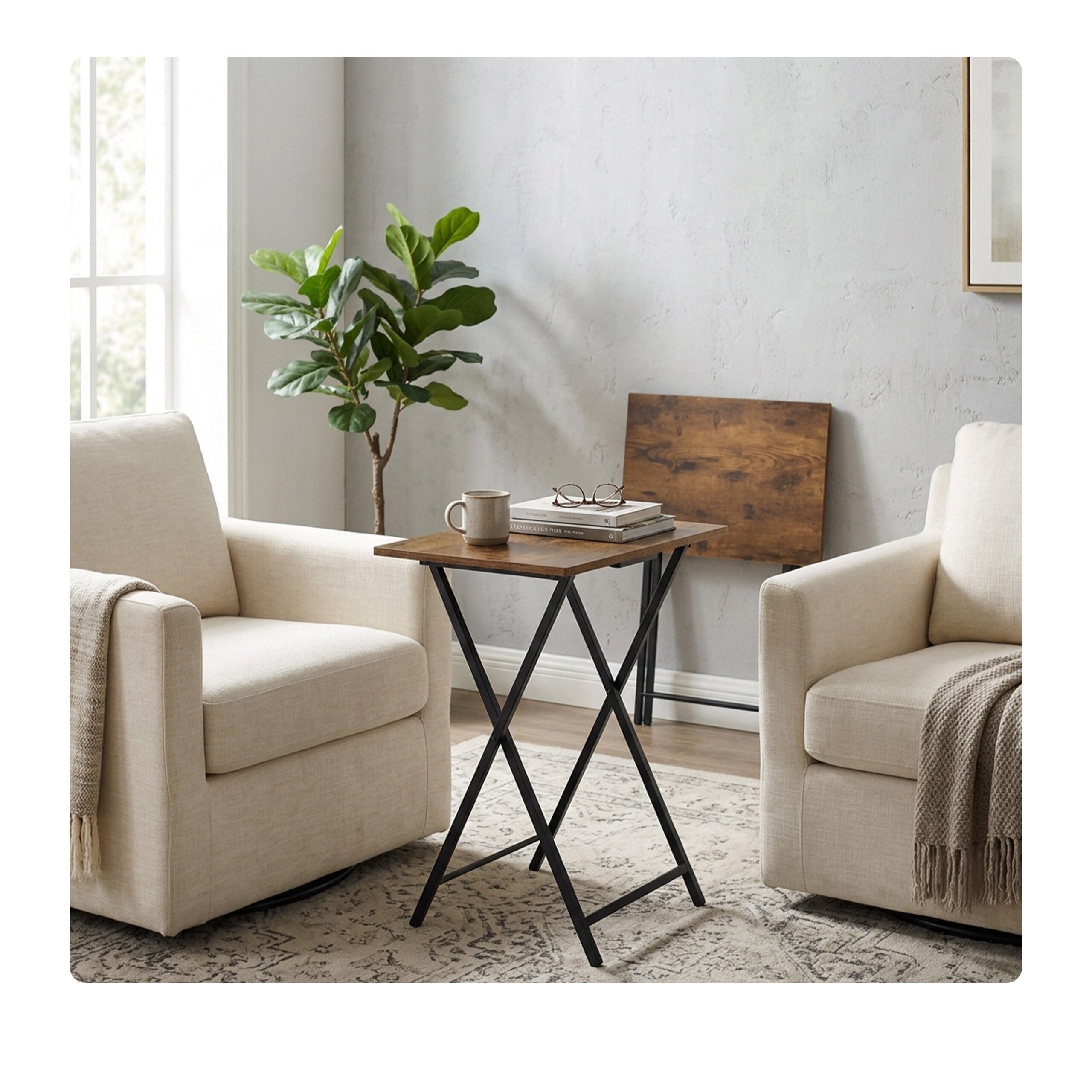relaxdays Beistelltisch Klappbarer Beistelltisch (1-St), Vintagebraun – Bild 3 von 5