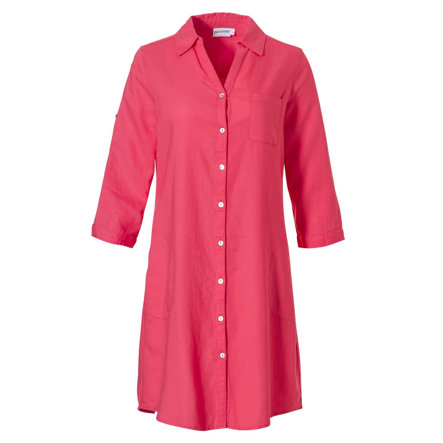 Pastunette Strandkleid Damen Strandkleid pink (1-tlg) mit Leinen