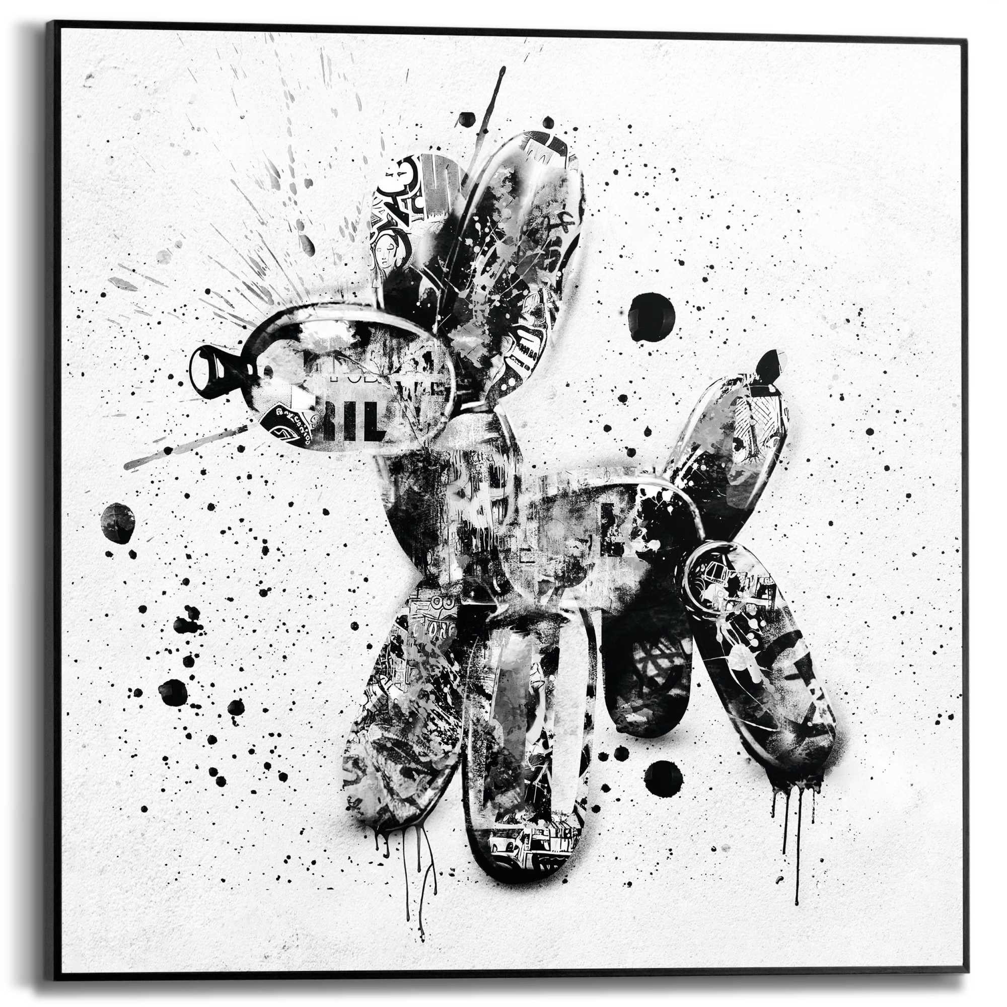 Reinders! Poster Ballon Hund, Teenager Zimmer - Schwarz-Weiß - MDF - Street Art - 50x50 cm