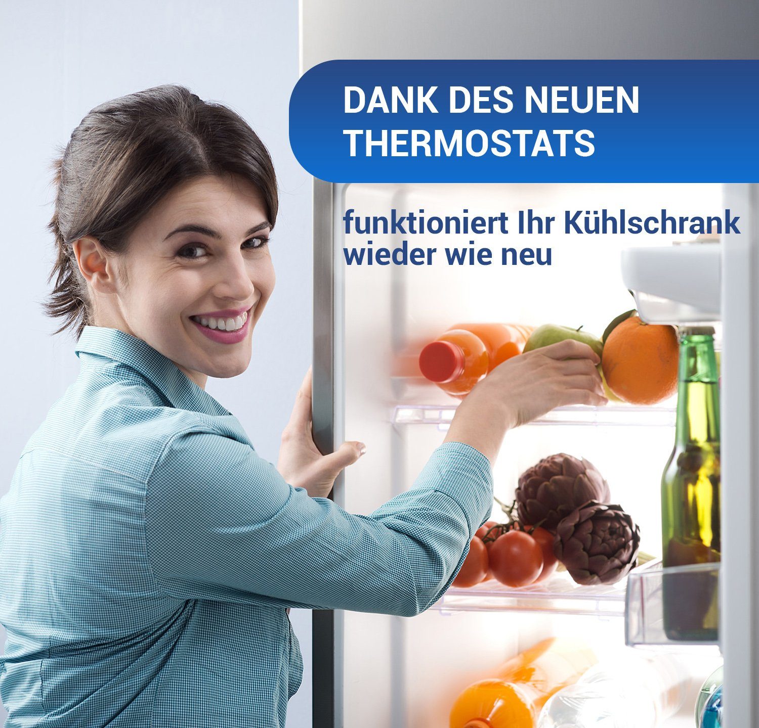 VIOKS Thermodetektor Thermostat AMP Ersatz 3x4,8mm 6151086, für Kapillarrohr Kühlschrank Liebherr K59-L1287 für Ranco 900mm