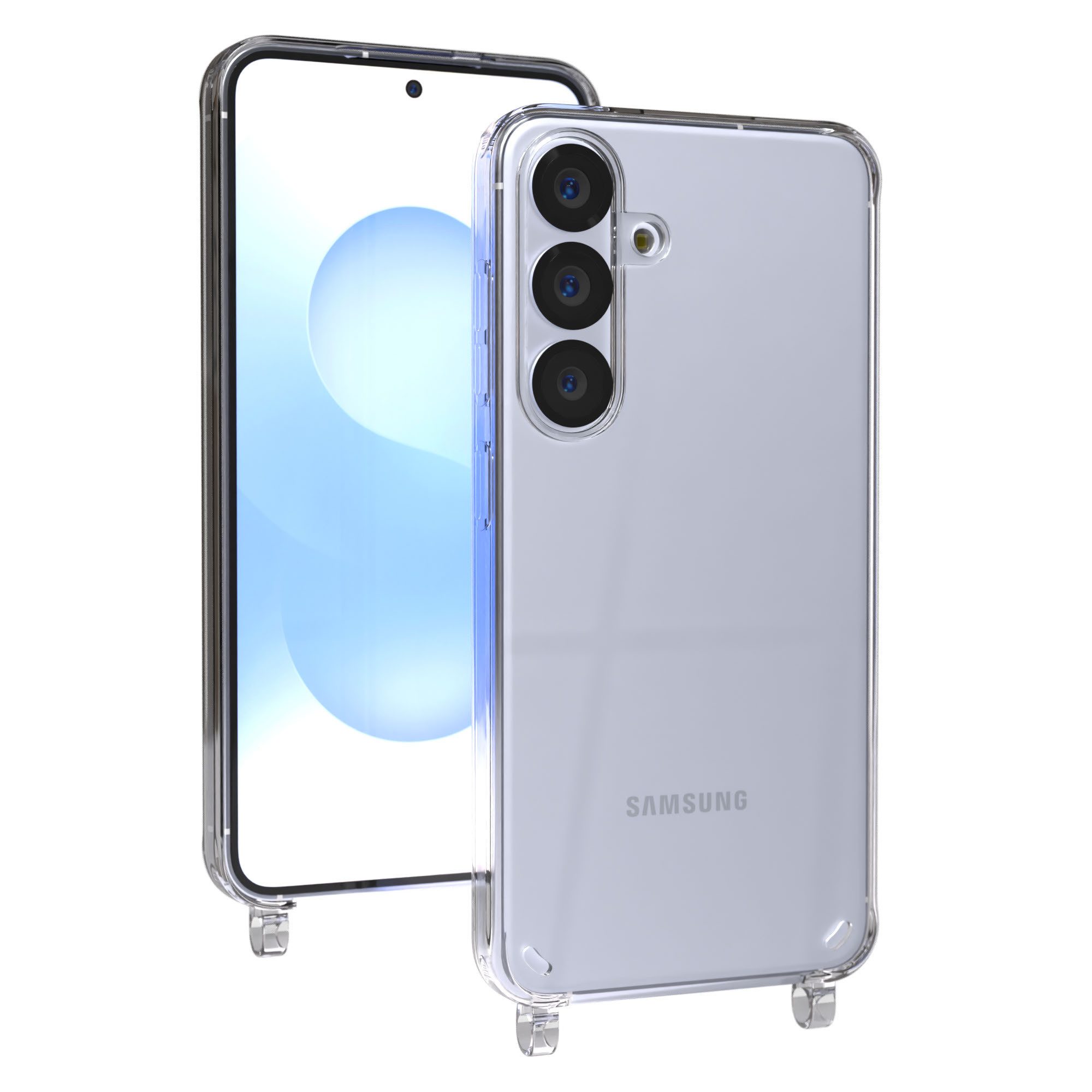 EAZY CASE Handykette Handyhülle für Handyketten mit Befestigungsösen für Samsung Modelle 6,2 Zoll, Hülle für Handykette, Transparent mit Ösen für Samsung Galaxy S25