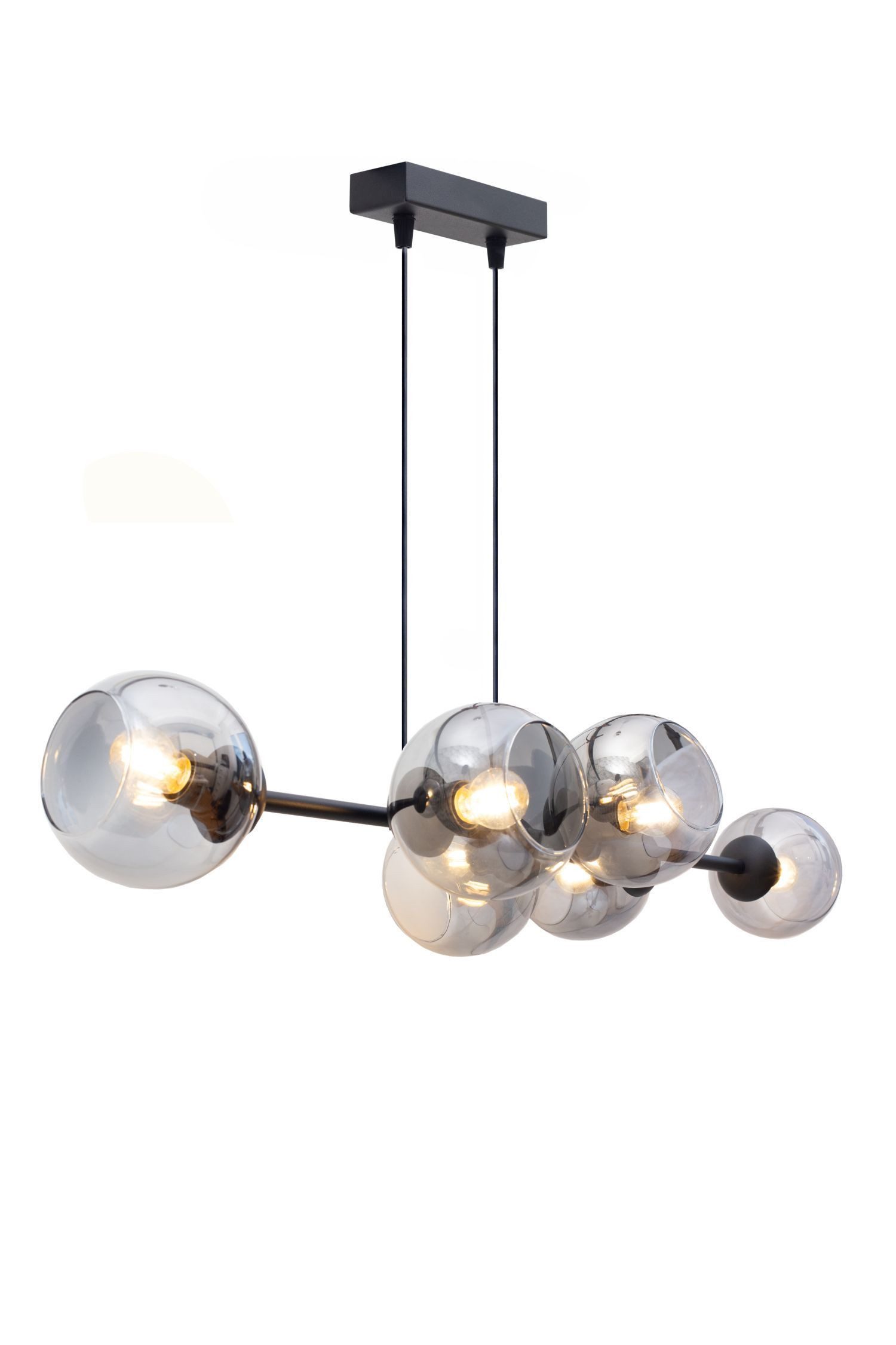 Licht-Erlebnisse Pendelleuchte STAMGUI, ohne Leuchtmittel, Metall Rauchglas E27 H: max. 90 cm Schwarz Rauchgrau Kugel Schirm