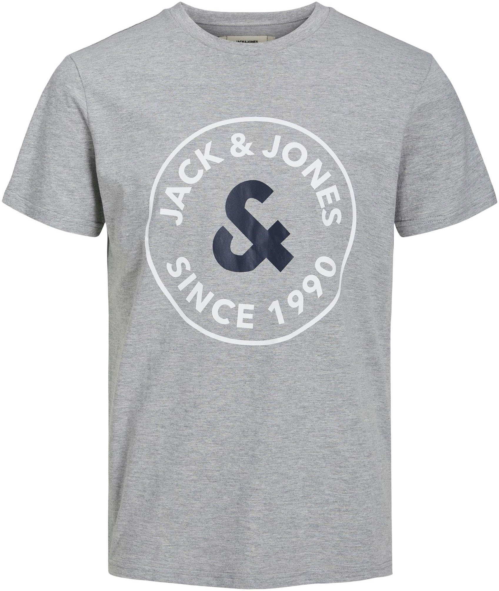 Jack & Jones Rundhalsshirt JACAARON SS Light SET TEE Grey PANTS (Set) Melange AND