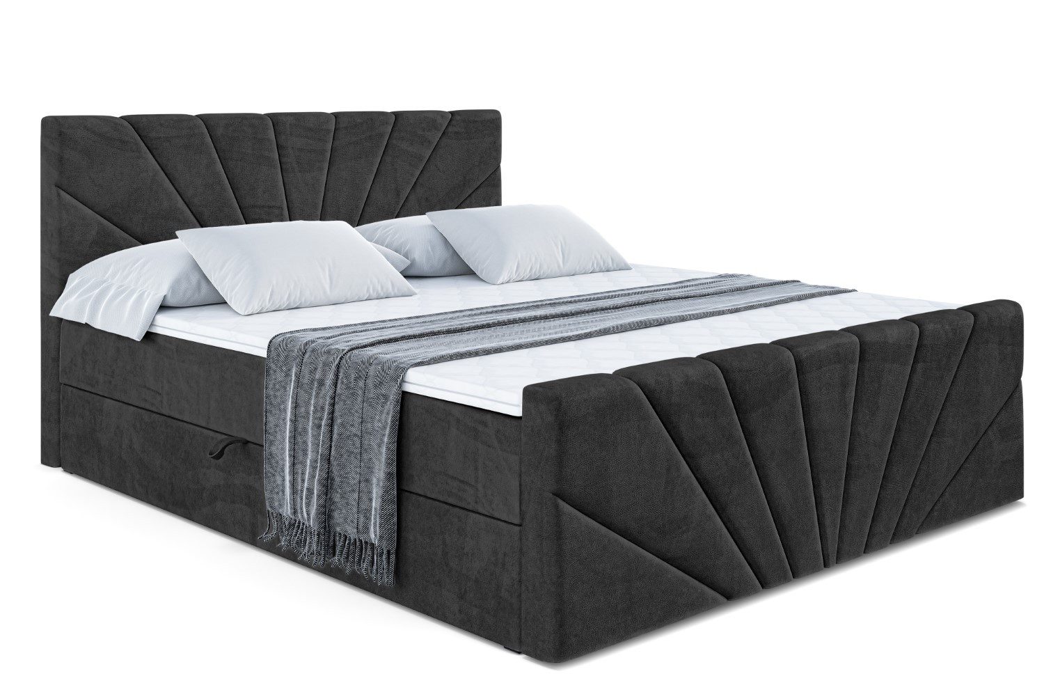 ALTDECOR Boxbett MILTIO-Z (Multipocket-Matratze H4, H3 Matratze Bonellfederung, Topper, Kopfteil), Doppelbett mit Fußteil