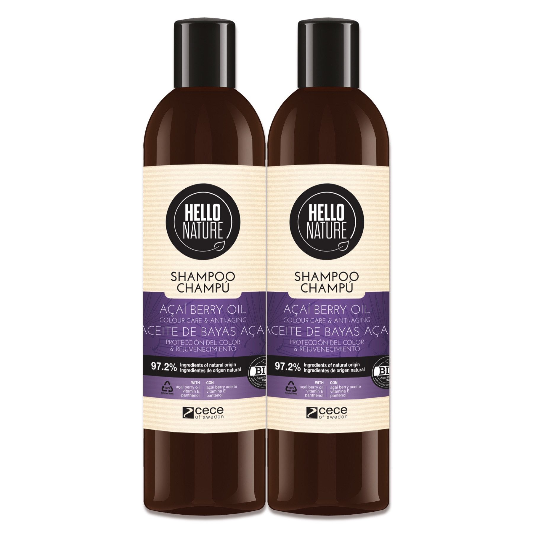 Hello Nature Haarshampoo Acai Beere Shaarfarbe Schutz Regeneration Naturkosmetik Vegan Natur, 2-tlg., Haarpflege, Shampoo, Haarkur, Hello Nature