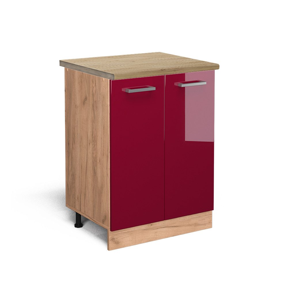 Vicco Unterschrank R-Line, Bordeaux Hochglanz/Goldkraft Eiche, günstig online kaufen