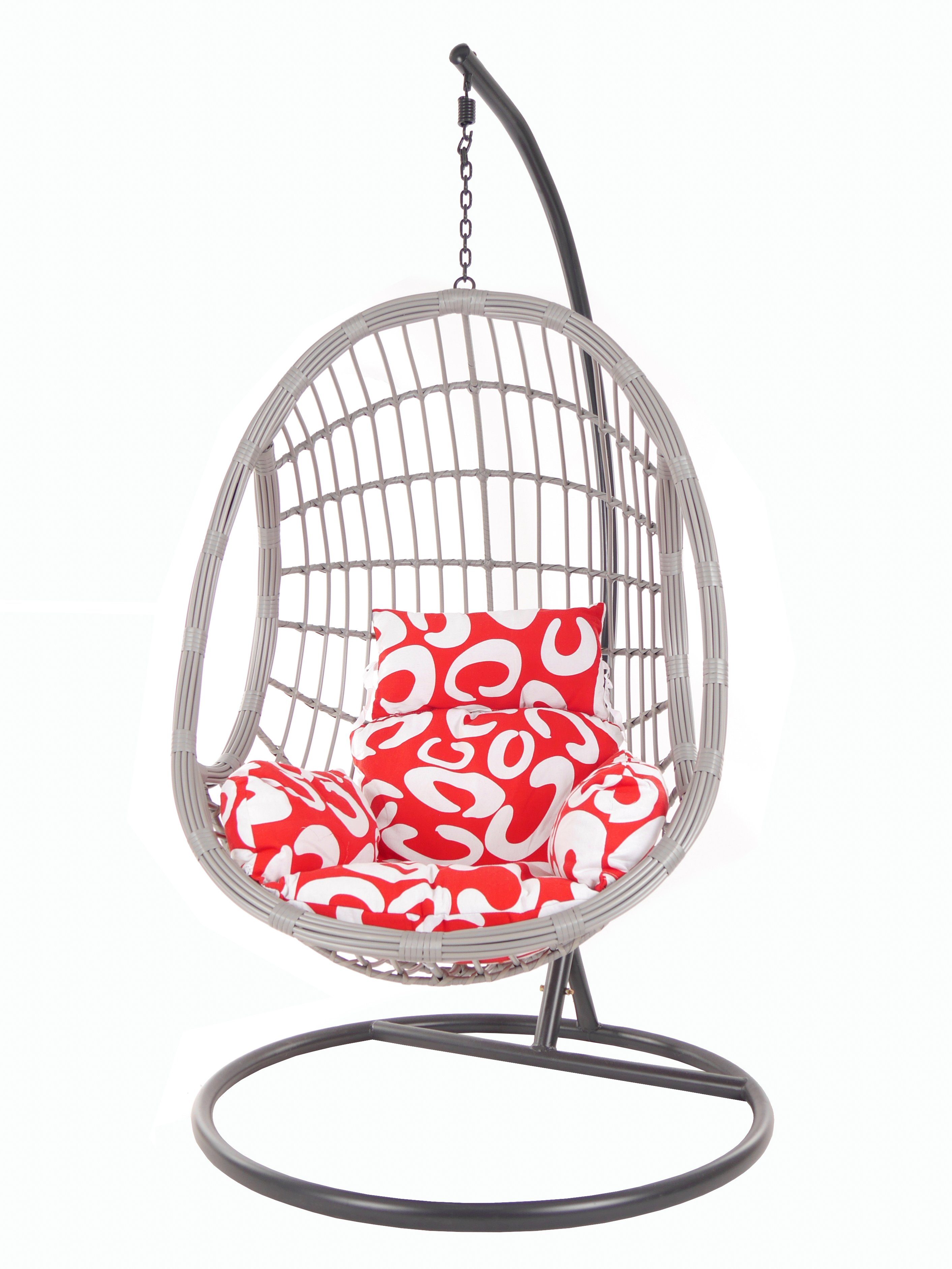 KIDEO Hängesessel PALMANOVA mit Chair, (3012 und Swing Hängesessel Gestell Loungemöbel, Kissen gemustert curly) lightgrey