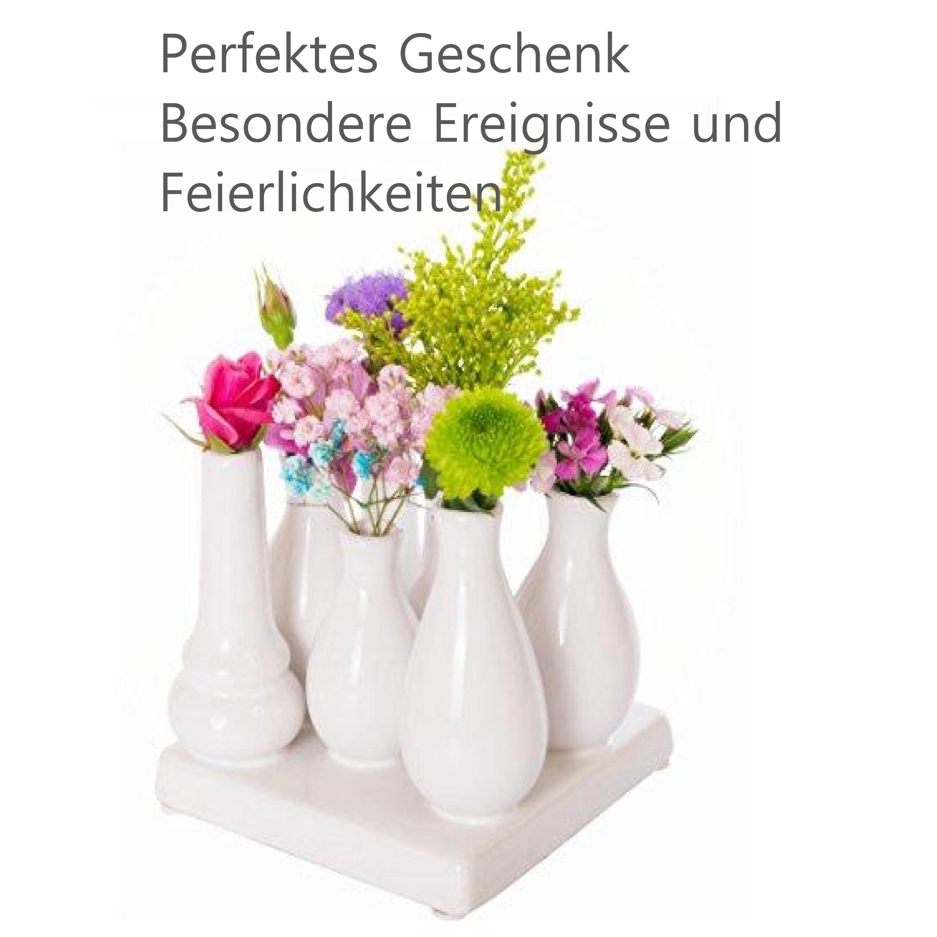 Tablett (7 Handgefertigte weiß), verbunden Vasen Jinfa Dekovase auf Blumenvasen auf Keramik kleine Set, Deko einem quadratisch,