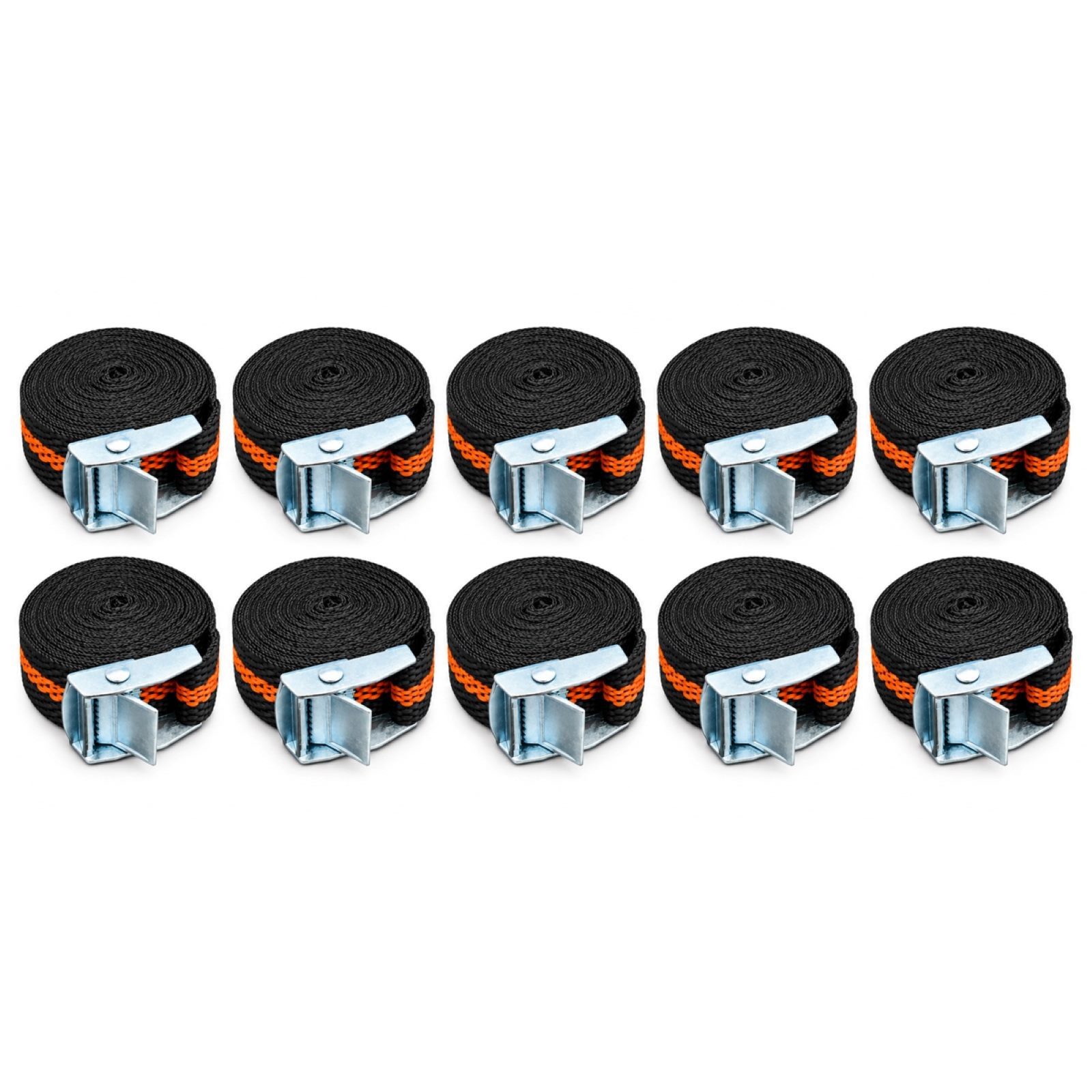 HAC24 Spanngurt Zurrgurte mit Klemmschloss Gepäckgurte Befestigungsgurte (Set, 10-St) zur Ladungssicherung, 2,5 cm x 2,5 m