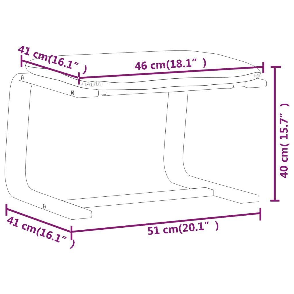 vidaXL St) Polsterhocker cm (1 Dunkelgrau white grey dark and Fußhocker Stoff 51x41x40