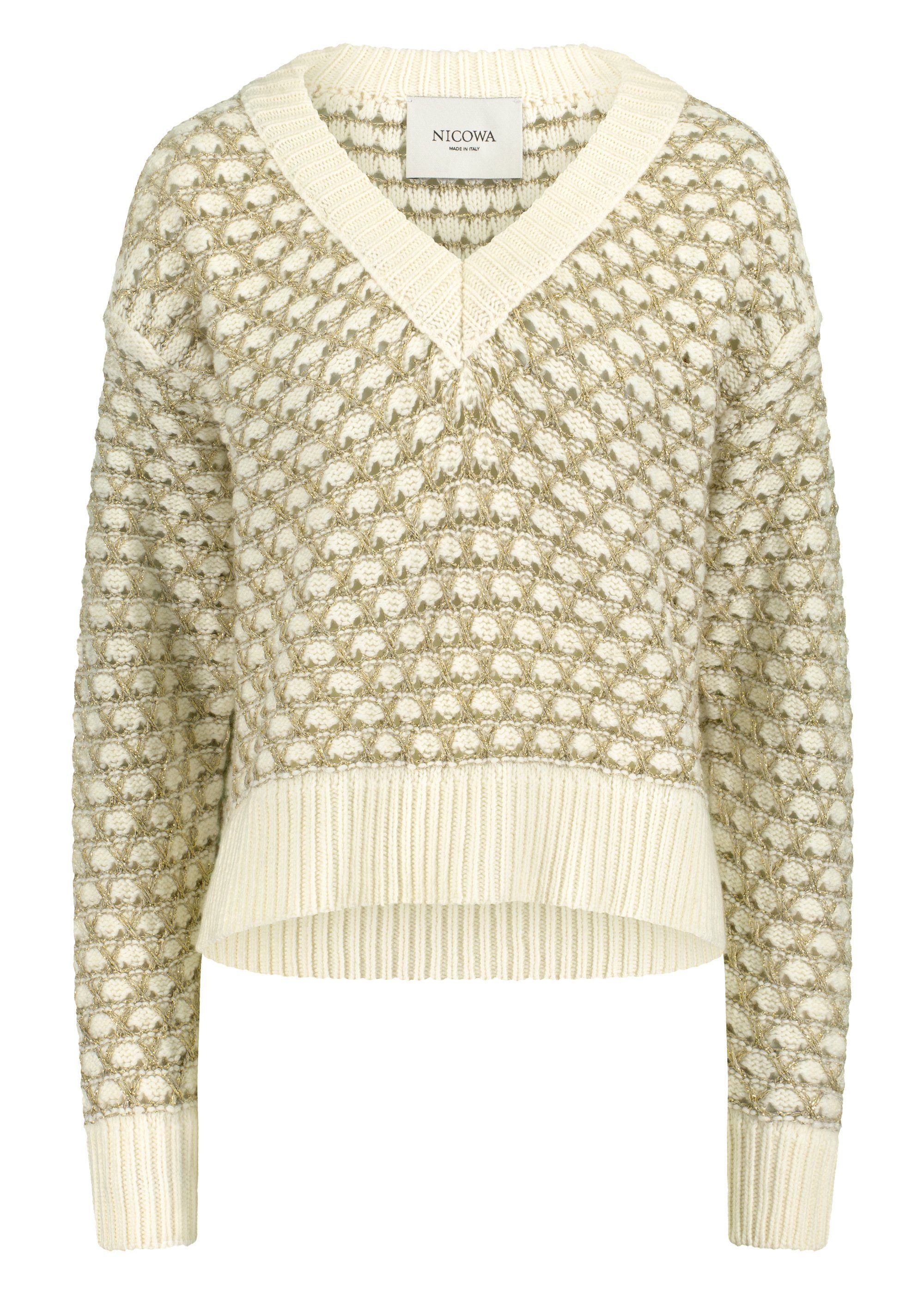 Nicowa V-Ausschnitt-Pullover AJIWA mit Metallgarn