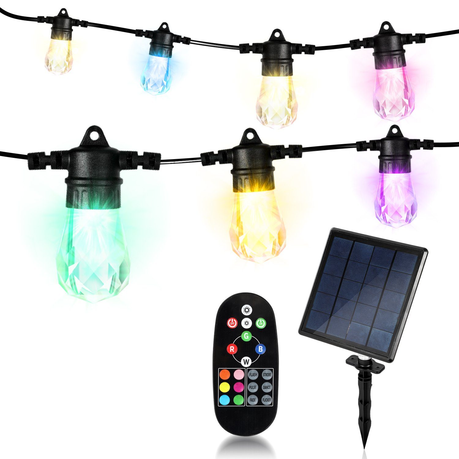 Gimisgu LED Bunt, Warmweiß, fest Gartenleuchte Außen Fernbedienung Solar, Solar Solar LED LED 10m mit Solarleuchte Innen, Kugeln integriert, lichterkette LED