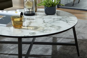 KADIMA DESIGN Couchtisch Stylischer Kaffeetisch in Marmor-Optik, mattes Schwarzgestell