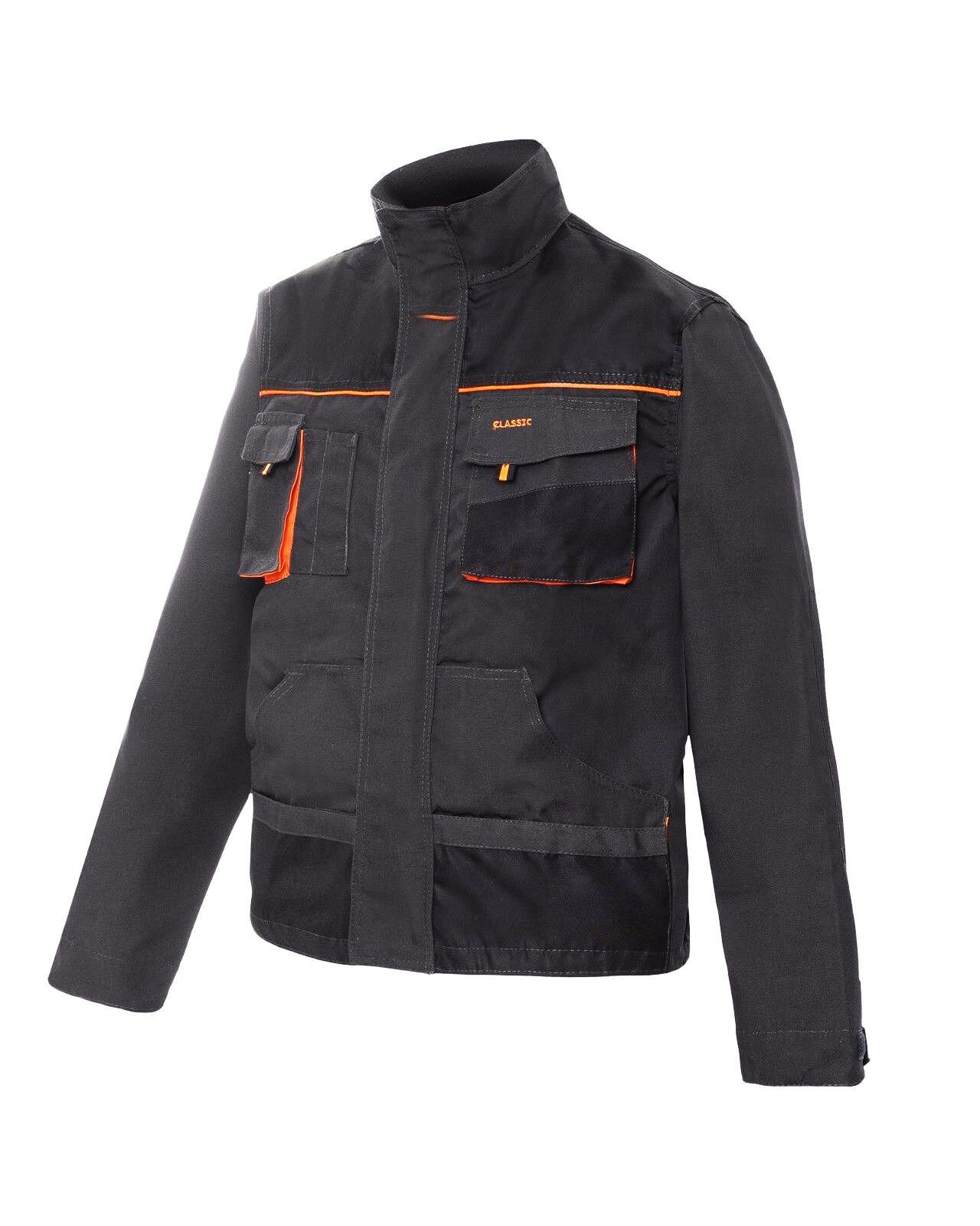 Arbeitsjacke Grau-Schwarz Profi - Sicherheitsjacke Mit Orangenen Signaleinsätzen
